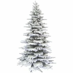 New! Fraser Hill Farm 10 ft. Flocked Pine Valley Christmas Tree with Multi-Color LED String Lighting and Remote, FFPV010-6SN