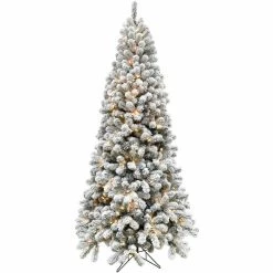 Fraser Hill Farm 7.5 ft. Flocked Silverton Fir Christmas Tree with Smart String Lighting, FFSF075-3SN